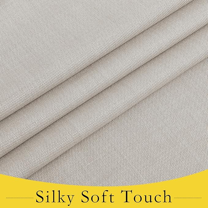 NICETOWN Door Curtains for Window 30 inches Long, Faux Linen Classroom Glass Curtain with Self Adhesive Hooks, Privacy French Door Shades for Small Window, W10 x L30, Angora, 1 Panel