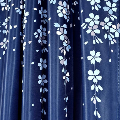 Lush Decor Weeping Flower Light Filtering Window Curtain Panels, Pair, 52" W x 63" L + 2" Header, Navy - Charming Modern Floral Curtains for Living Room, Dining Room, & Bedroom (Pack of 8)