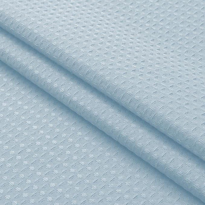 OVZME Extra Long Shower Curtain Set - 84 Inch Long Waffle Weave Heavy Duty Cloth Shower Curtain for Bathroom, Luxury Weighted 230GSM Bath Curtain Set with 12 Plastic Hooks, 72Wx84L, Glacier Blue