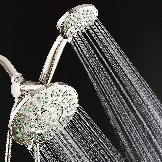 AquaDance Antimicrobial High Pressure 7" Rain & Handheld Shower Head Combo | Enjoy More Power & Better Shower Hygiene with Lifetime Antimicribial Nozzle Protection from Mold, Mildew & Bacteria - Nickel
