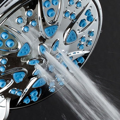 AquaDance Antimicrobial – Anti-Clog High-Pressure 6-Setting Head with Microban Nozzle Protection from Growth of Mold, Mildew & Bacteria for Stronger Shower 4", Aqua Blue Jets – 1.8 GPM
