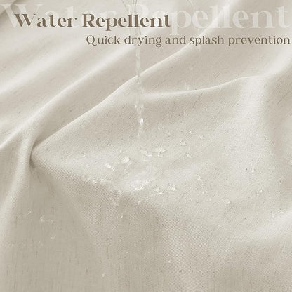 Oatmeal Linen Shower Curtain for Bathroom Water Repellent 36x72 Inch | Stall, Neutral Boho, Flax Linen Drapes, Cabin, Earth Tone Greyish Grey Beige, Bath Decor Drapes, with Hooks, 36 x 72 Inch