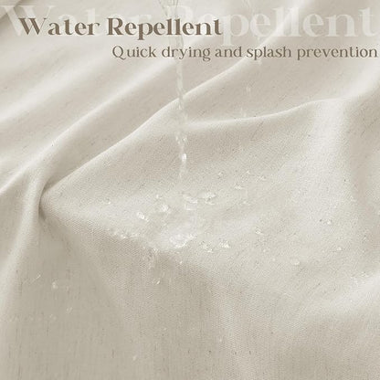 Oatmeal Linen Shower Curtain for Bathroom Water Repellent 72x84 Inch | Extra Long XLong Tall, Shower Curtains 84 Inches Long, Greige Greyish Beige, Neutral Country Farmhouse Boho, Drapes for Bath