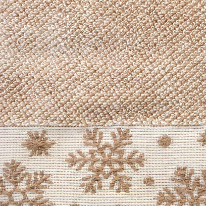 SKL Home Christmas/Winter Heather Snowflake Bath Towel, 100% Cotton, Tan | 100% Cotton. 500 GSM. Plush & absorbent jacquard. Great for holiday gifting.