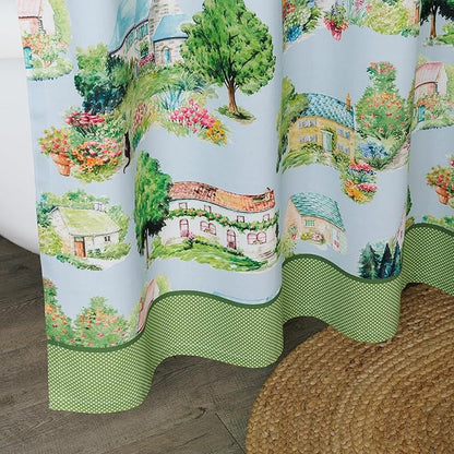 Maison d' Hermine Shower Curtain 100% Cotton One Panel 70"x72" Washable Fabric Shower Curtains for Bathroom, Easy Hanging with 12 Button Holes - Home Hotel Spa Easter Gifts (Gignac)