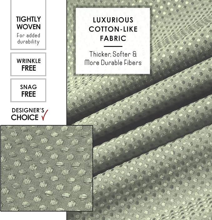 Clara Clark Sage Green Shower Curtain - Hotel Quality Waffle Fabric Bath Curtain 72x72, Heavy Duty Waterproof Shower Curtains for Bathroom