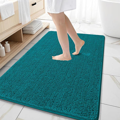 OLANLY Large Bathroom Rugs 59x35, Extra Soft Absorbent Chenille Bath Rugs | Deep Lake, Quick-Drying Rubber Backing, Machine Washable Bath Mat for Bathroom Floor, Tub and Shower, Home Decor Accessories