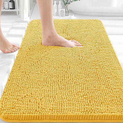OLANLY Bathroom Rugs 30x20, Extra Soft Absorbent Chenille Bath Rugs | Yellow, Quick-Drying Rubber Backing, Machine Washable Bath Mat for Bathroom Floor, Tub and Shower, Home Decor Accessories