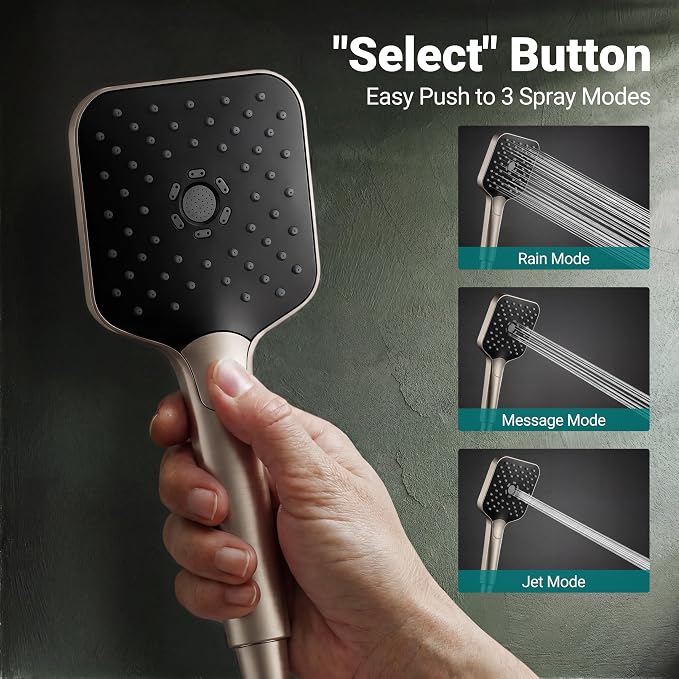 12" XXL Rainfall Shower Head with Handheld Combo Set, Nickel Brushed | High Pressure, Magnetic Docking, Air-Infusion Tech, Anti-Leak One-Piece Design, Dual Square Showerhead