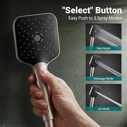 12" XXL Rainfall Shower Head with Handheld Combo Set, Nickel Brushed | High Pressure, Magnetic Docking, Air-Infusion Tech, Anti-Leak One-Piece Design, Dual Square Showerhead
