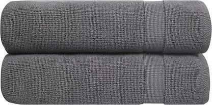 Bumble Towels Bliss Luxury 2 Pack Banded Bath Mats - 22" x 34" - Premium Quality Bath Mat Set - 1000 GSM - Soft Combed Cotton, Absorbent (Slate)