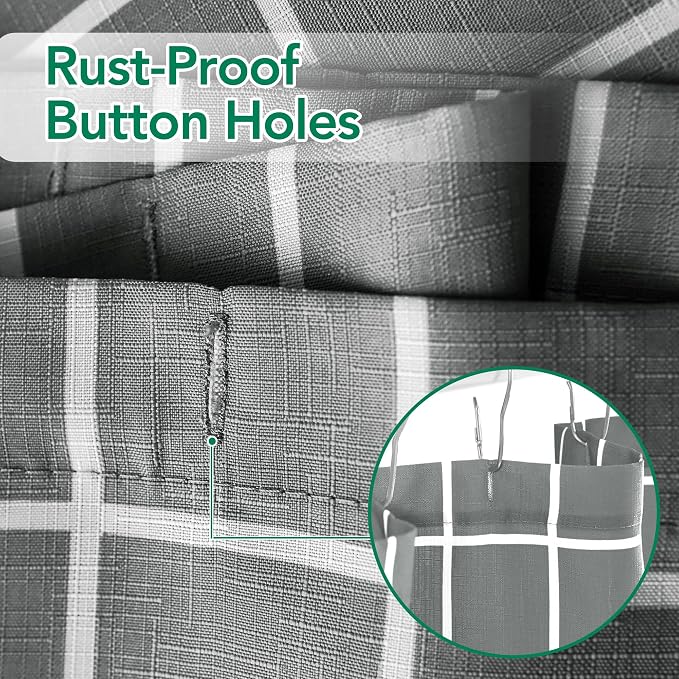 Fabric Farmhouse Shower Curtain-Modern Bathroom Shower Curtains Dark Grey | 70"Wx72"L Faux Linen Grid Minimalist Simple Rustic Neutral Guest Bathroom Decor-Cloth Geometric Plaid Washable Hotel Quality
