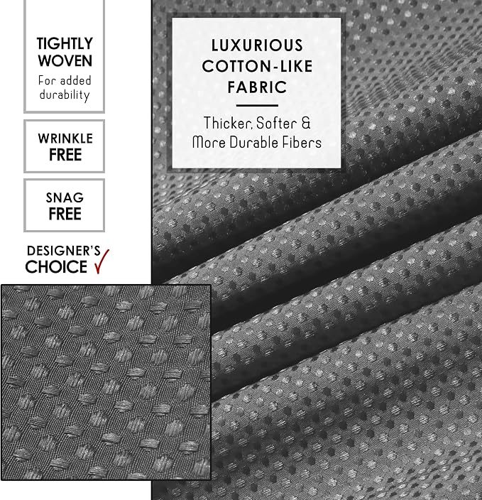 Clara Clark Grey Shower Curtain - Hotel Quality Waffle Fabric Bath Curtain 72x72, Heavy Duty Waterproof Shower Curtains for Bathroom