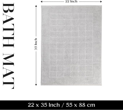 Superior 100% Cotton Bathmat Set, Bath Mats, Bathroom Decor, Shower, Bathtub Essentials, Home Accessories, Small Washable Rug, No Backing, Heavyweight, Nora Collection, Set of 2, 22" x 35", Silver