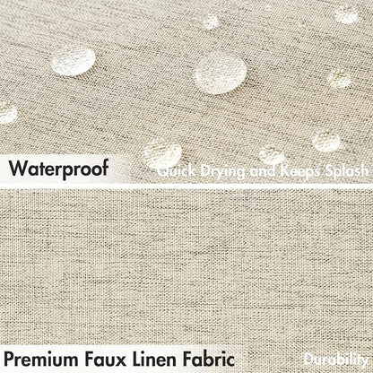MIULEE 72"x84" Extra Long Scalloped Linen Shower Curtain Natural | Linen Textured, Waterproof, Washable, 12 Metal Hooks, Heavy Duty Cloth, Black Border, Shower Curtain for Bathroom Bathtub