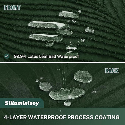 Extra Long Shower Curtain Dark Green 84 Inch Shower Curtain Boho Woven Fabric Tufted Leaves Textured Shower Curtains for Bathroom