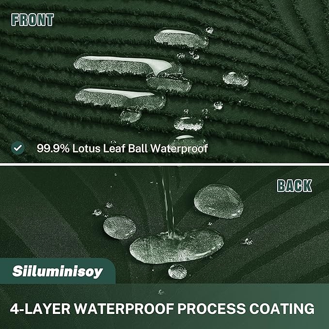 Extra Long Shower Curtain Dark Green 96 Inch Shower Curtain Boho Woven Fabric Tufted Leaves Textured Shower Curtains for Bathroom