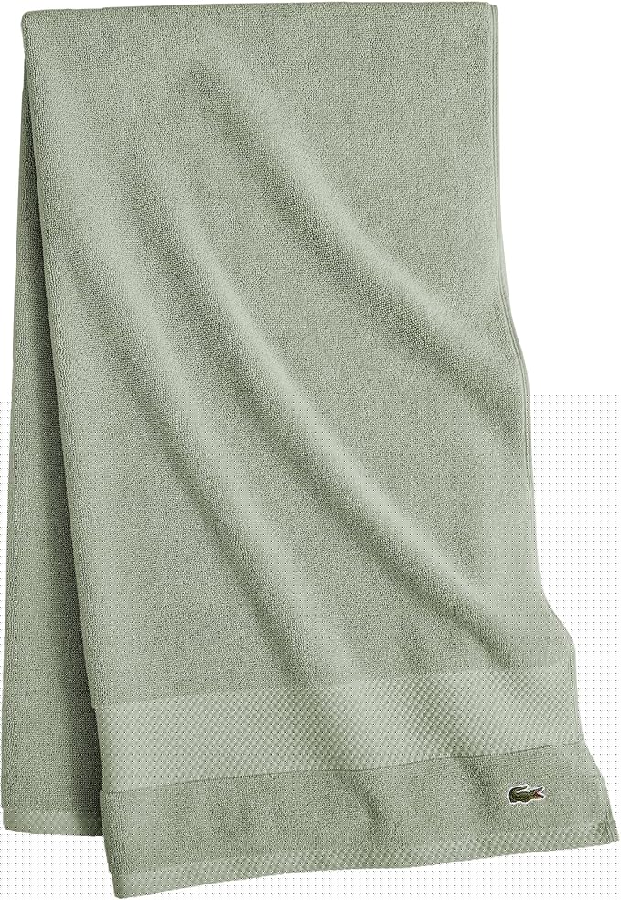 Lacoste Heritage 100% Supima Cotton Bath Sheet, Aloe, 35" x 70" – Highly Absorbent & Quick Drying, Premium Super Soft Bath Towel, Bathroom Essential, Gift for All Occasions, Machine Washable