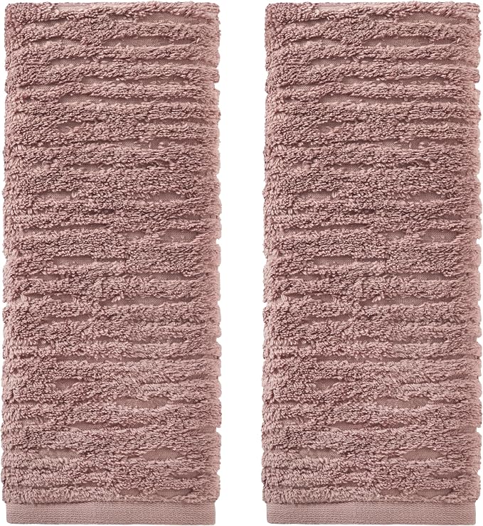 SKL Home CloudSoft Hand Towel Set, 2-Piece, 100% Cotton Luxury, Clay | Premium spa-level quality. 600 GSM weight. Ultra plush & absorbent. For use in the bathroom, kitchen, bar or any sink space.