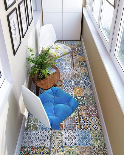 FLFK Peel and Stick Tile Stickers - 13 Waterproof Decals, Each with 6 Patterns, Each 7.08" W x 39.3" L, Perfect for Kitchen, Bathroom, Stairs, and Cupboards