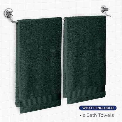 Elegant Comfort Premium Turkish Cotton 2 Pack Bath Towel Set - 27 x 54 inch, Luxurious Hotel Spa Quality 100% Turkish Cotton 2PC Bath Towel Set - Highly Absorbent - Soft Bathroom Towels, Hunter Green