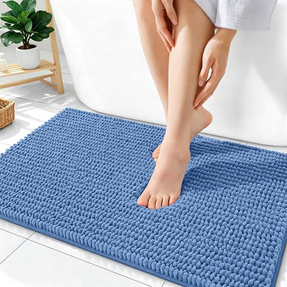 OLANLY Thick Chenille Absorbent Bathroom Rugs Mat 36x24, Cornflower Blue | Soft Bath Rugs, Rubber Backing, Machine Wash Dry, Bath Mats for Bathroom, Tub and Shower, Home Decor Accessories