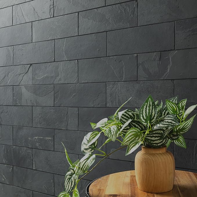 MSI Montauk Black 4 inch x 12 inch Gauged Slate Subway Tile for Kitchen Backsplash, Floor Tile, Wall Tile for Bathroom, Shower Wall Tile,