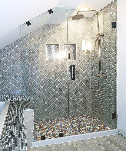 Matte Pebble Tiles for Shower Floor Mosaic Tile for Bathroom Wall Backsplash Floor Non Slip [5 Sheets]