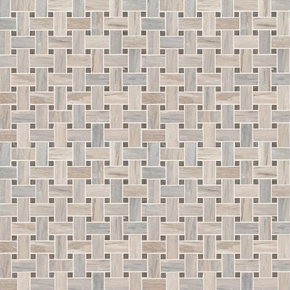 MSI Angora 12 in. x 12 in. Polished Marble Basketweave Tile Mesh-Mounted Mosaic for Kitchen Backsplash, Bathroom, Accent Walls & Shower