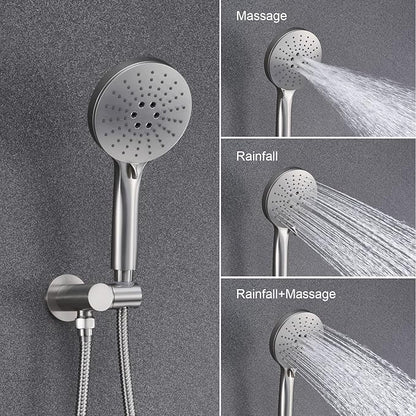 Iriber Shower System Wall Mounted Shower Faucet Mixer Set with Luxury High Pressure Shower head and 3-Setting Handheld, Bathroom Shower Trim Kit Contain Pressure Balance Valve, Brushed Nickel