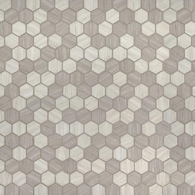MSI Silva Oak Hexagon Glass Tile for Kitchen Backsplash, Wall Tile for Bathroom, Accent Wall Tile, and Shower Wall Tile, 12.75 in. x 11.