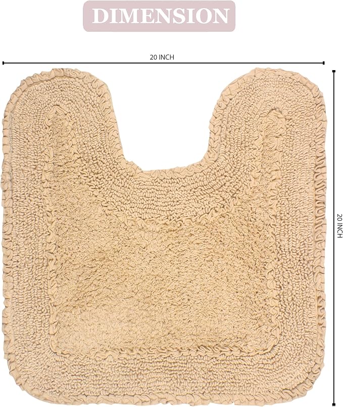 Home Weavers Radiant Collection 100% Cotton Bathroom Rugs Set, Washable Rug, Soft Cotton Extra Soft and Absorbent Bath Rug, Kitchen Mat, Bath Mat Set, Bath Floor Mat Non Slip, 20"x20" Contour, Linen