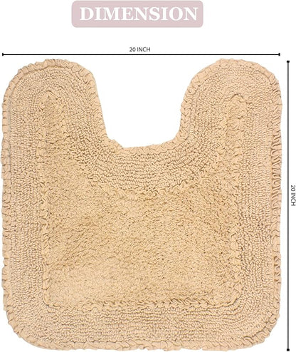 Home Weavers Radiant Collection 100% Cotton Bathroom Rugs Set, Washable Rug, Soft Cotton Extra Soft and Absorbent Bath Rug, Kitchen Mat, Bath Mat Set, Bath Floor Mat Non Slip, 20"x20" Contour, Linen
