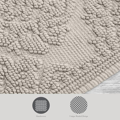 Jean Pierre - Ricardo Bath Mat, Woven Fringe Bathroom Rugs, 100% Cotton, Premium Bathroom Decor - Measures 17" x 31" - Light Gray
