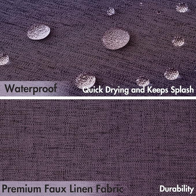 MIULEE 72"x84" Extra Long Scalloped Linen Shower Curtain Purple | Linen Textured, Waterproof, Washable, 12 Metal Hooks, Heavy Duty Cloth, Black Border, Shower Curtain for Bathroom Bathtub