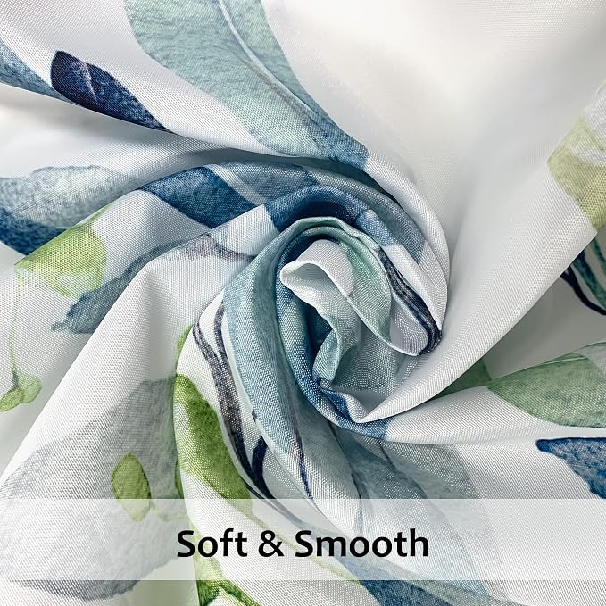 120GSM Shower Curtain Blue Eucalyptus Shower Curtains for Bathroom, Waterproof Leaf Shower Curtain Sets,Leaves Fabric Cloth Bathroom Curtains 72x72 inch with Hooks