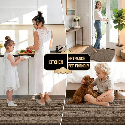 OLANLY Thick Chenille Small Bathroom Rugs 24x16, Absorbent Bath Mat, Tan | Soft Bath Rugs, Rubber Backing, Machine Wash Dry, Bath Mats for Bathroom, Tub and Shower, Home Decor Accessories
