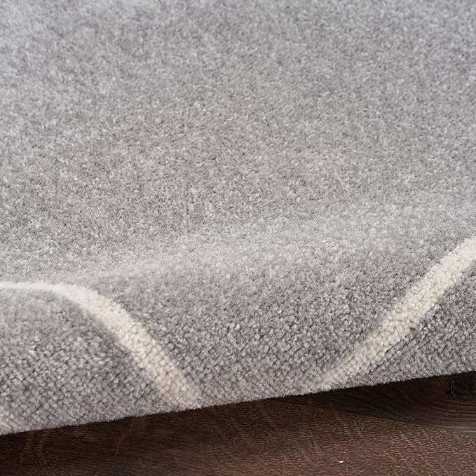 Nourison Home Nourison Essentials Grey Ivory 4' x Round Area Rug - Easy Clean, Non Shedding, Bed Room, Living Room, Dining Room, Kitchen (4' x Round)