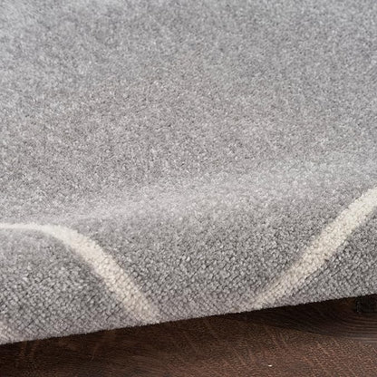 Nourison Home Nourison Essentials Grey Ivory 4' x Round Area Rug - Easy Clean, Non Shedding, Bed Room, Living Room, Dining Room, Kitchen (4' x Round)