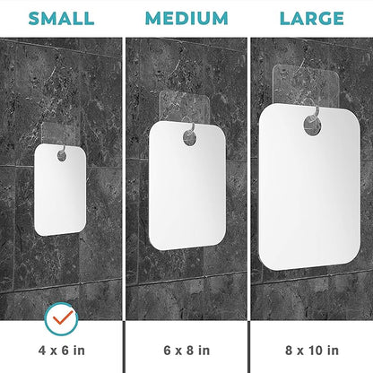 HONEYBULL Fogless Shower Mirror for Shaving – Anti-Fog Acrylic Mirror with Razor Holder, No-Drill Wall Mount, Flat Design for Steam Showers, Small 4x6in