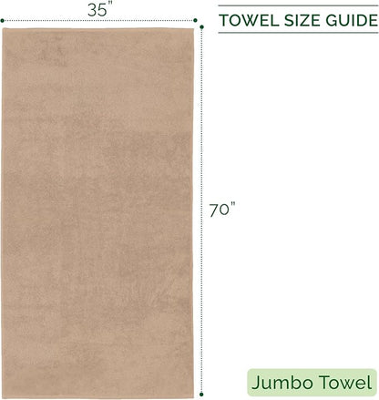 Elegant Comfort 100% Turkish Cotton Corduroy Ribbed Luxury Jumbo Bath Towel Ultra Soft - 35 x 70 Inch - Luxury Spa Premium Hotel Quality Highly Absorbent and Quick Dry Large Bath Towel, Taupe