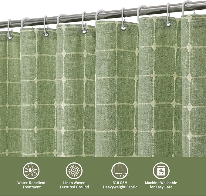 MitoVilla Boho Small Stall Shower Curtain 36 x 72, Sage Green Half Size Narrow Polyester Linen Tassel Cloth Fabric Shower Curtains for Chic Modern Farmhouse Country Bathroom Decor