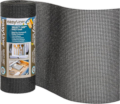 EasyLiner Select Grip Shelf Liner - Easy to Install & Cut to Fit - Non Slip, Non Adhesive, Drawer Shelf & Cabinet Liner for Kitchen, Bathroom, Pantry Cupboards - 12in. x 24ft. - Black