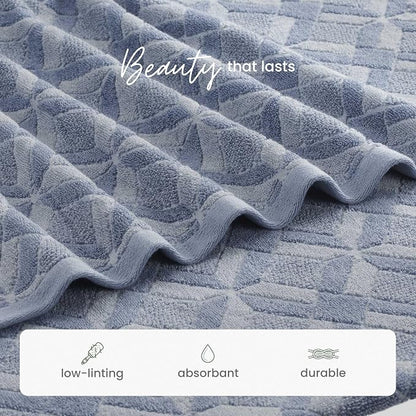 Martex Restore Geo Bath Towel – Soft, Absorbent, Moisture-Wicking and Quick to Dry – Lightweight for Everyday Use – Comfortable Feel with Convenient Loop for Hanging – 30" x 56" – Blue