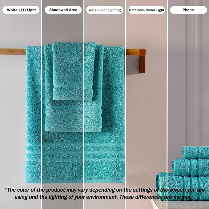 Hawmam Linen Teal Turquoise Hand Towels 4 Pack Turkish Cotton Premium Quality Soft and Absorbent Small Towels for Bathroom