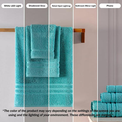 Hawmam Linen Luxury Cotton Washcloths 13x13 Inch - Large Hotel Spa Bathroom Face Towel | 12 Pack | Teal