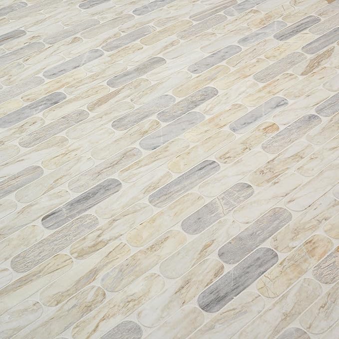 MSI Angora Ellipse 12 in. x 12 in. Polished Marble Mosaic Floor and Wall Tile for Bathroom, Kitchen Backsplash, Accent Wall Tile, and Shower Wall Tile