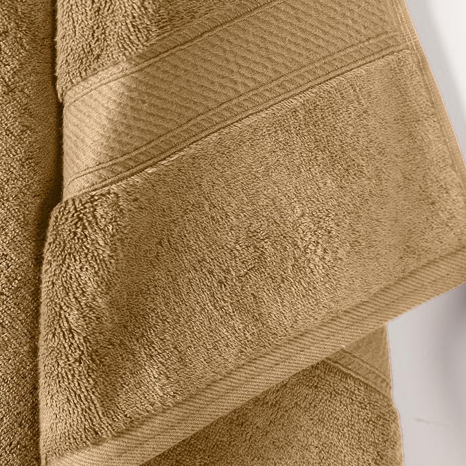 SUPERIOR Egyptian Cotton Plush & Absorbent, Bath Towel Set of 2, Toast | Quick Dry, Soft Luxury Towel Set, Bath Essentials for Bathroom, Guest Bath, Spa, 2 Piece Bath, Madeline Towels
