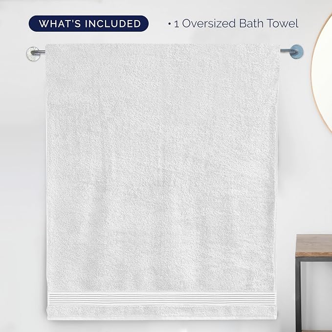 Elegant Comfort Premium Super Soft Highly Absorbent 1 Piece Oversized Bath Sheets - 40" x 80" inch, Luxurious Hotel Spa Quality 100% Turkish Cotton Extra Large Bath Towels for Adults, White/Gray
