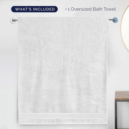 Elegant Comfort Premium Super Soft Highly Absorbent 1 Piece Oversized Bath Sheets - 40" x 80" inch, Luxurious Hotel Spa Quality 100% Turkish Cotton Extra Large Bath Towels for Adults, White/Gray
